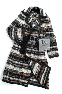 CHANEL 19A Black Brown Wool Alpaca Knit Long Cardigan Coat 42 44 46 シャネル ブラック ブラック ウール アルパカ ニット ロング カーディガン コート 即発