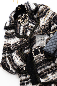 CHANEL 19A Black Brown Wool Alpaca Knit Long Cardigan Coat 42 44 46 シャネル ブラック ブラック ウール アルパカ ニット ロング カーディガン コート 即発