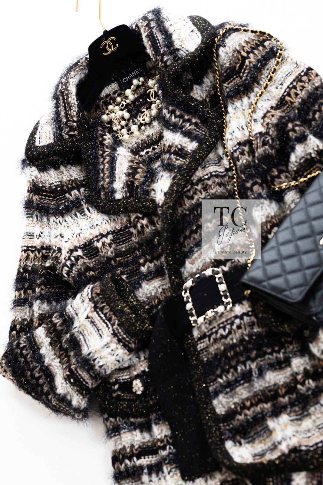 CHANEL 19A Black Brown Wool Alpaca Knit Long Cardigan Coat 42 44 46 シャネル ブラック ブラック ウール アルパカ ニット ロング カーディガン コート 即発