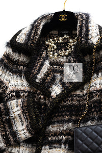 CHANEL 19A Black Brown Wool Alpaca Knit Long Cardigan Coat 42 44 46 シャネル ブラック ブラック ウール アルパカ ニット ロング カーディガン コート 即発