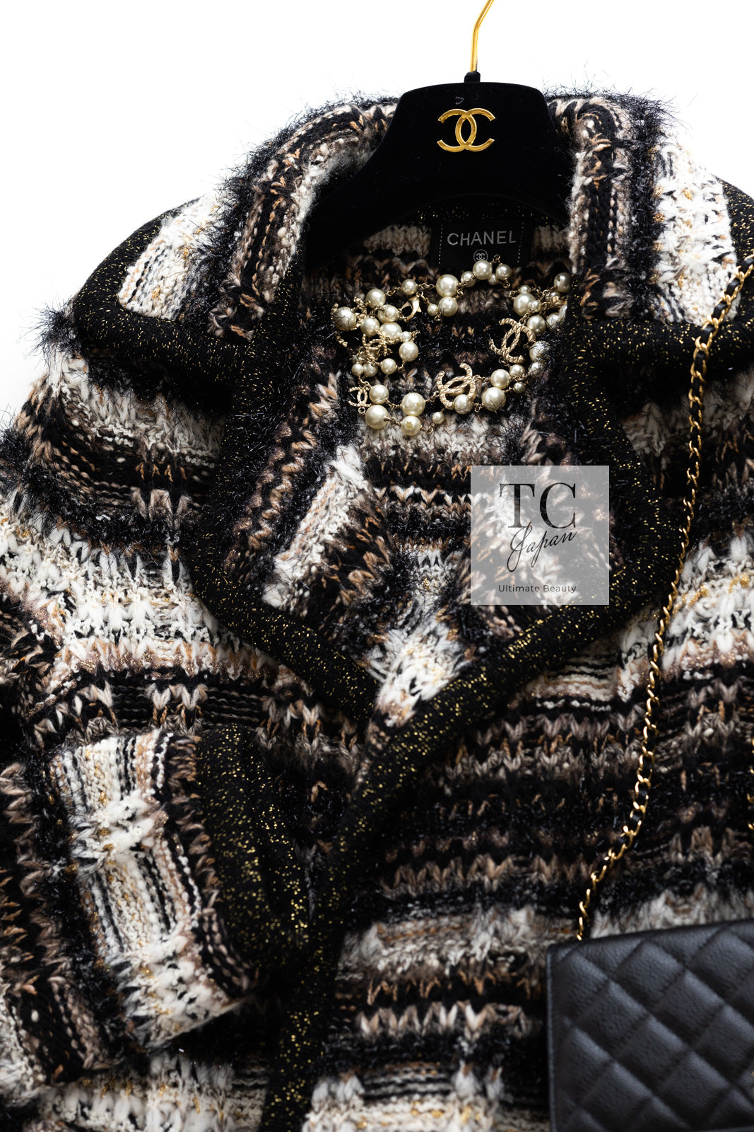 CHANEL 19A Black Brown Wool Alpaca Knit Long Cardigan Coat 42 44 46 シャネル ブラック ブラック ウール アルパカ ニット ロング カーディガン コート 即発