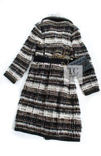 CHANEL 19A Black Brown Wool Alpaca Knit Long Cardigan Coat 42 44 46 シャネル ブラック ブラック ウール アルパカ ニット ロング カーディガン コート 即発