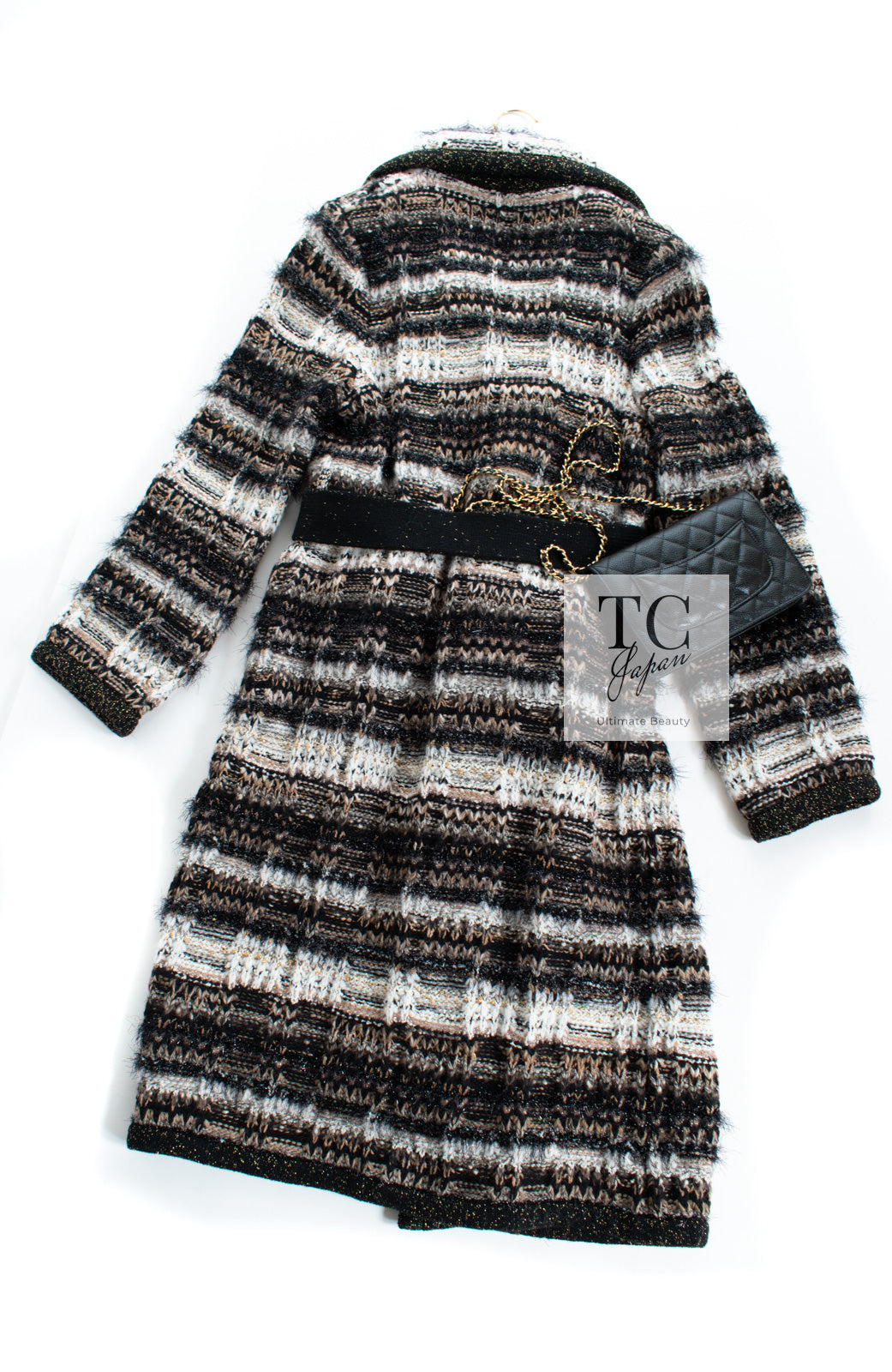 CHANEL 19A Black Brown Wool Alpaca Knit Long Cardigan Coat 42 44 46 シャネル ブラック ブラック ウール アルパカ ニット ロング カーディガン コート 即発