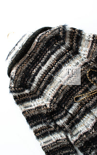 CHANEL 19A Black Brown Wool Alpaca Knit Long Cardigan Coat 42 44 46 シャネル ブラック ブラック ウール アルパカ ニット ロング カーディガン コート 即発