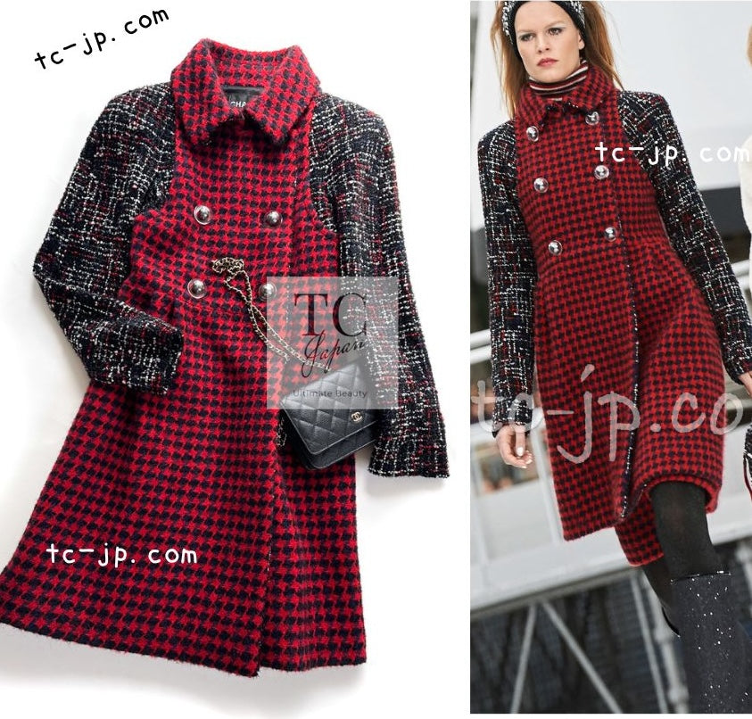 シャネル コート CHANEL レッド ブラック ダブル ウール ツイード 17A Red Black Double Wool Tweed Coat  – TC JAPAN