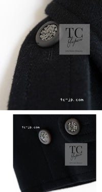 CHANEL 12A Black Double Wool Coat 38 40 シャネル ブラック ダブル ウール コート 即発