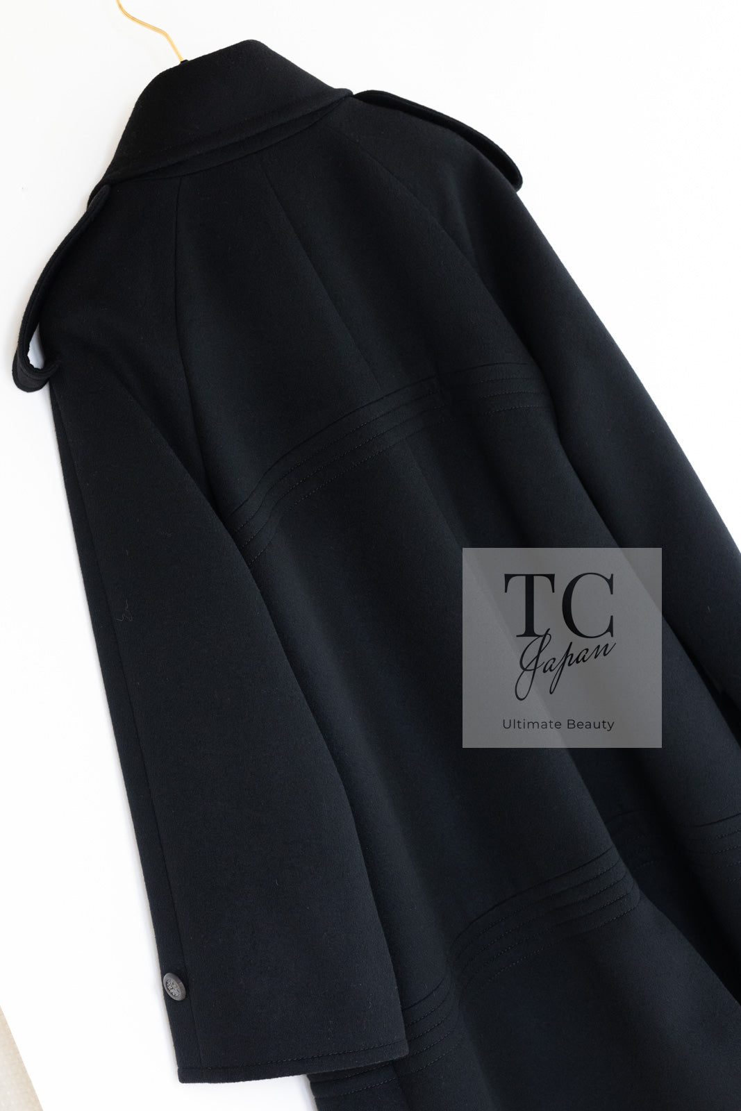 シャネル ブラック ダブル ウール コート CHANEL 12A Black