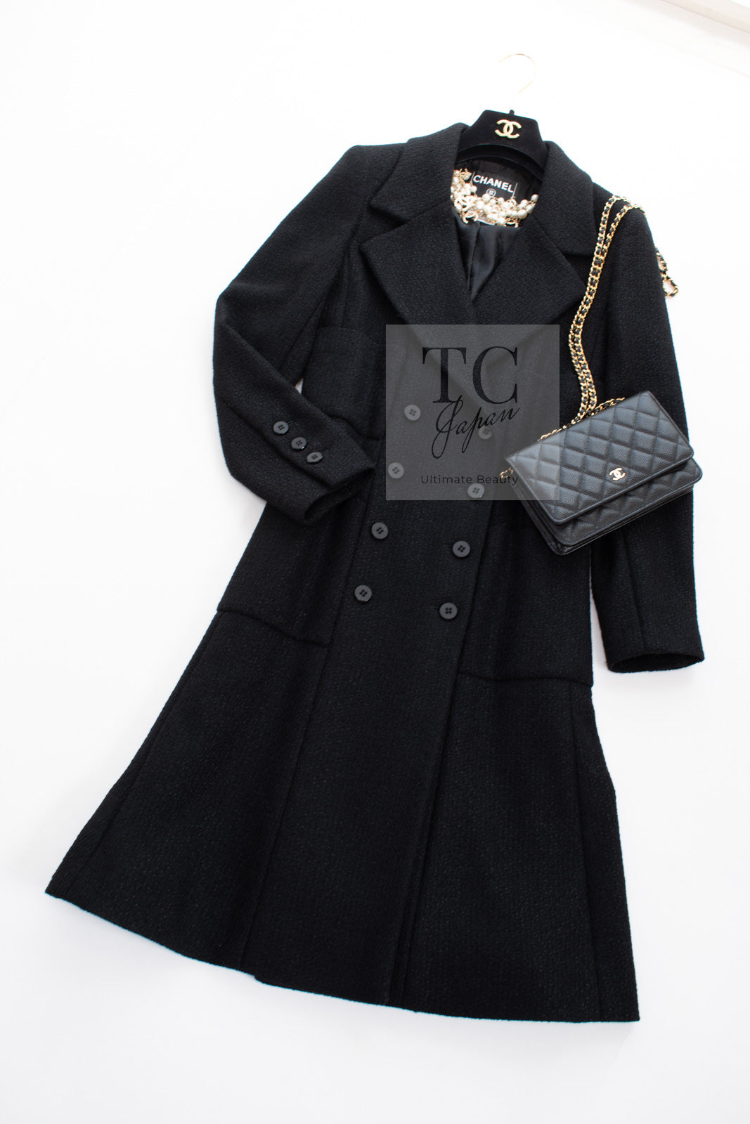 シャネル コート CHANEL ブラック ウール 混合 ダブル ロング 定番 01A Black Wool Double Blend Basic  Long Coat – TC JAPAN