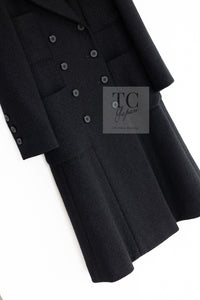 CHANEL 01A Black Wool Double Blend Basic Long Coat 36 シャネル ブラック ウール 混合 ダブル ロング コート 定番 即発