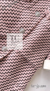 CHANEL 16PF Mauve Pink Black Ribbon Leather Cuffs Wool Tweed Coat 36 38 シャネル モーブピンク ブラック リボン レザー カフス ウール ツイード コート 即発