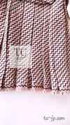 CHANEL 16PF Mauve Pink Black Ribbon Leather Cuffs Wool Tweed Coat 36 38 シャネル モーブピンク ブラック リボン レザー カフス ウール ツイード コート 即発