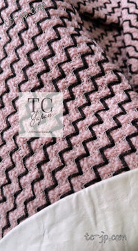 CHANEL 16PF Mauve Pink Black Ribbon Leather Cuffs Wool Tweed Coat 36 38 シャネル モーブピンク ブラック リボン レザー カフス ウール ツイード コート 即発 - TC JAPAN