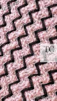 CHANEL 16PF Mauve Pink Black Ribbon Leather Cuffs Wool Tweed Coat 36 38 シャネル モーブピンク ブラック リボン レザー カフス ウール ツイード コート 即発