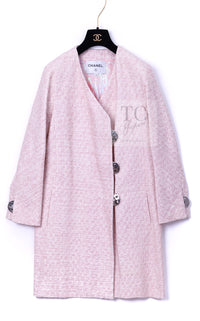 CHANEL 16S Blush Pink Collarless Tweed Jacket Coat 36 38 シャネル ピンク ノーカラー ツイード ジャケット コート 即発