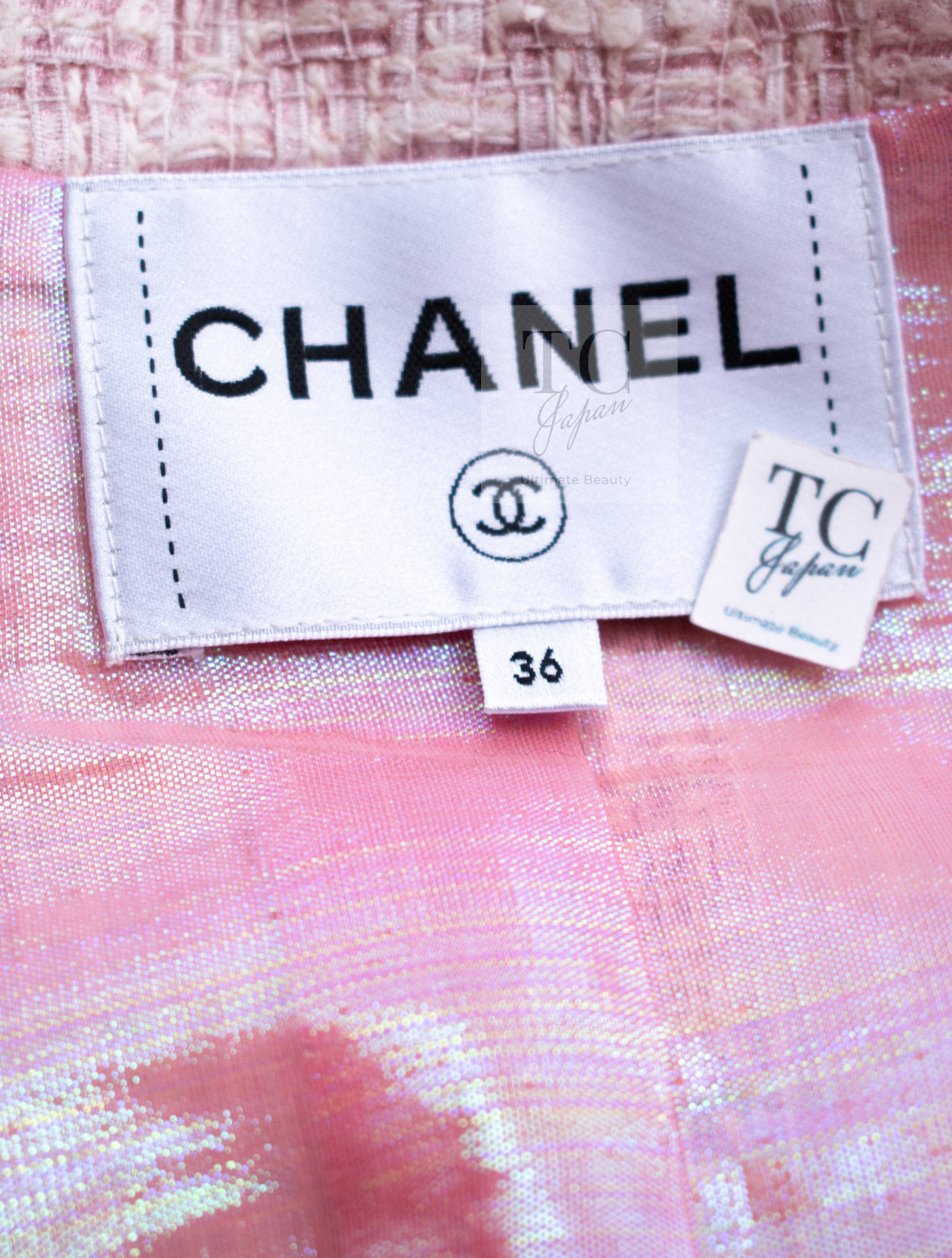 CHANEL 16S Blush Pink Collarless Tweed Jacket Coat 36 38 シャネル ピンク ノーカラー ツイード ジャケット コート 即発