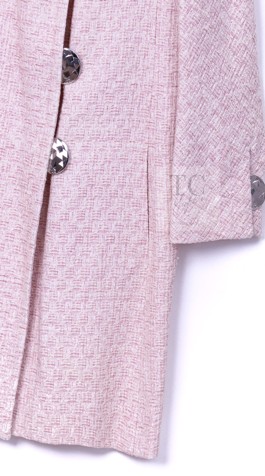 CHANEL 16S Blush Pink Collarless Tweed Jacket Coat 36 38 シャネル ピンク ノーカラー ツイード ジャケット コート 即発
