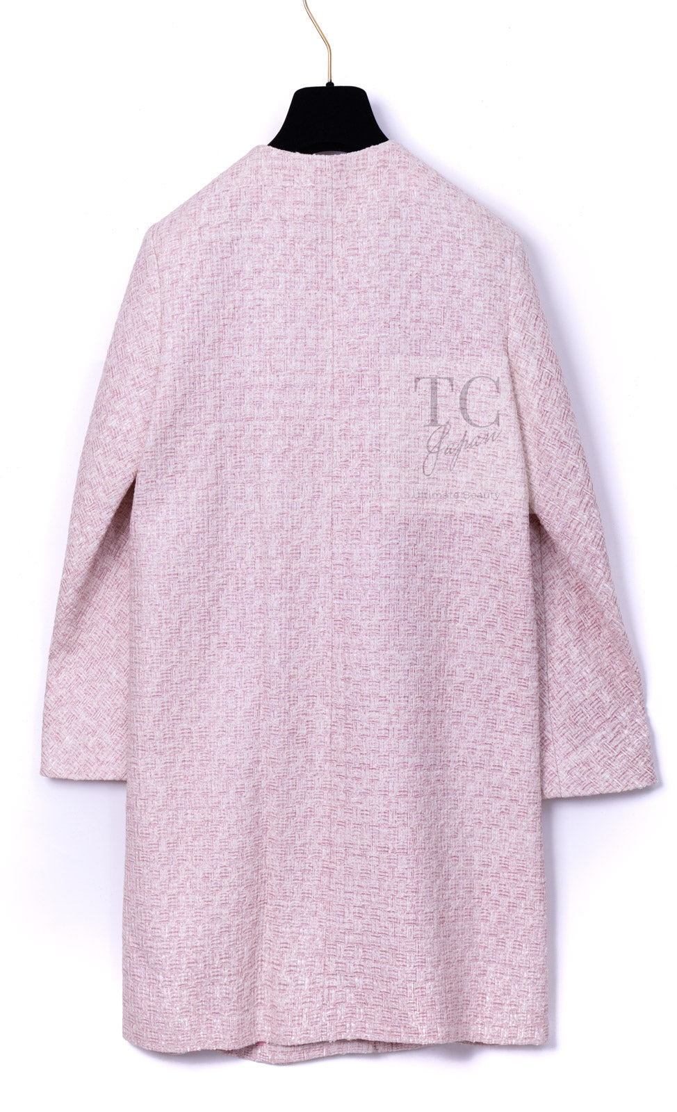 CHANEL 16S Blush Pink Collarless Tweed Jacket Coat 36 38 シャネル ピンク ノーカラー ツイード ジャケット コート 即発