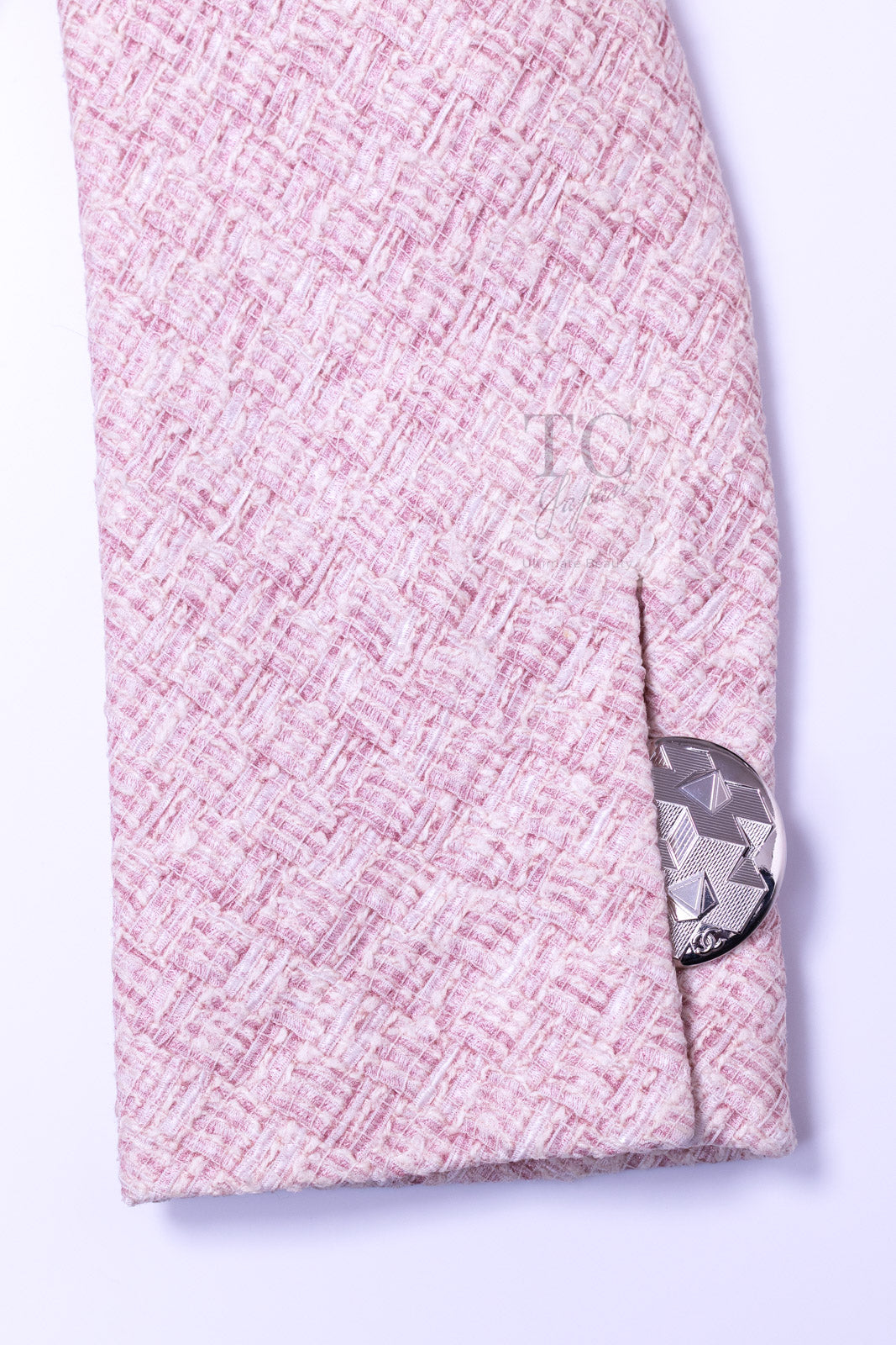 CHANEL 16S Blush Pink Collarless Tweed Jacket Coat 36 38 シャネル ピンク ノーカラー ツイード ジャケット コート 即発