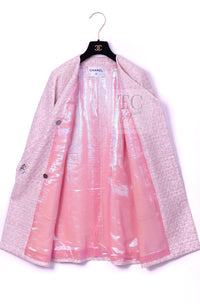 CHANEL 16S Blush Pink Collarless Tweed Jacket Coat 36 38 シャネル ピンク ノーカラー ツイード ジャケット コート 即発
