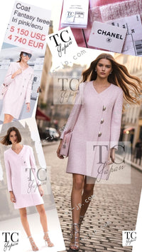 CHANEL 16S Blush Pink Collarless Tweed Jacket Coat 36 38 シャネル ピンク ノーカラー ツイード ジャケット コート 即発