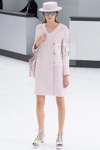CHANEL 16S Blush Pink Collarless Tweed Jacket Coat 36 38 シャネル ピンク ノーカラー ツイード ジャケット コート 即発