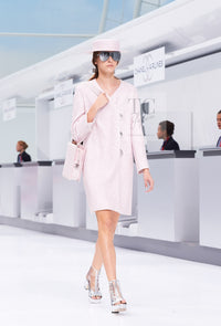 CHANEL 16S Blush Pink Collarless Tweed Jacket Coat 36 38 シャネル ピンク ノーカラー ツイード ジャケット コート 即発