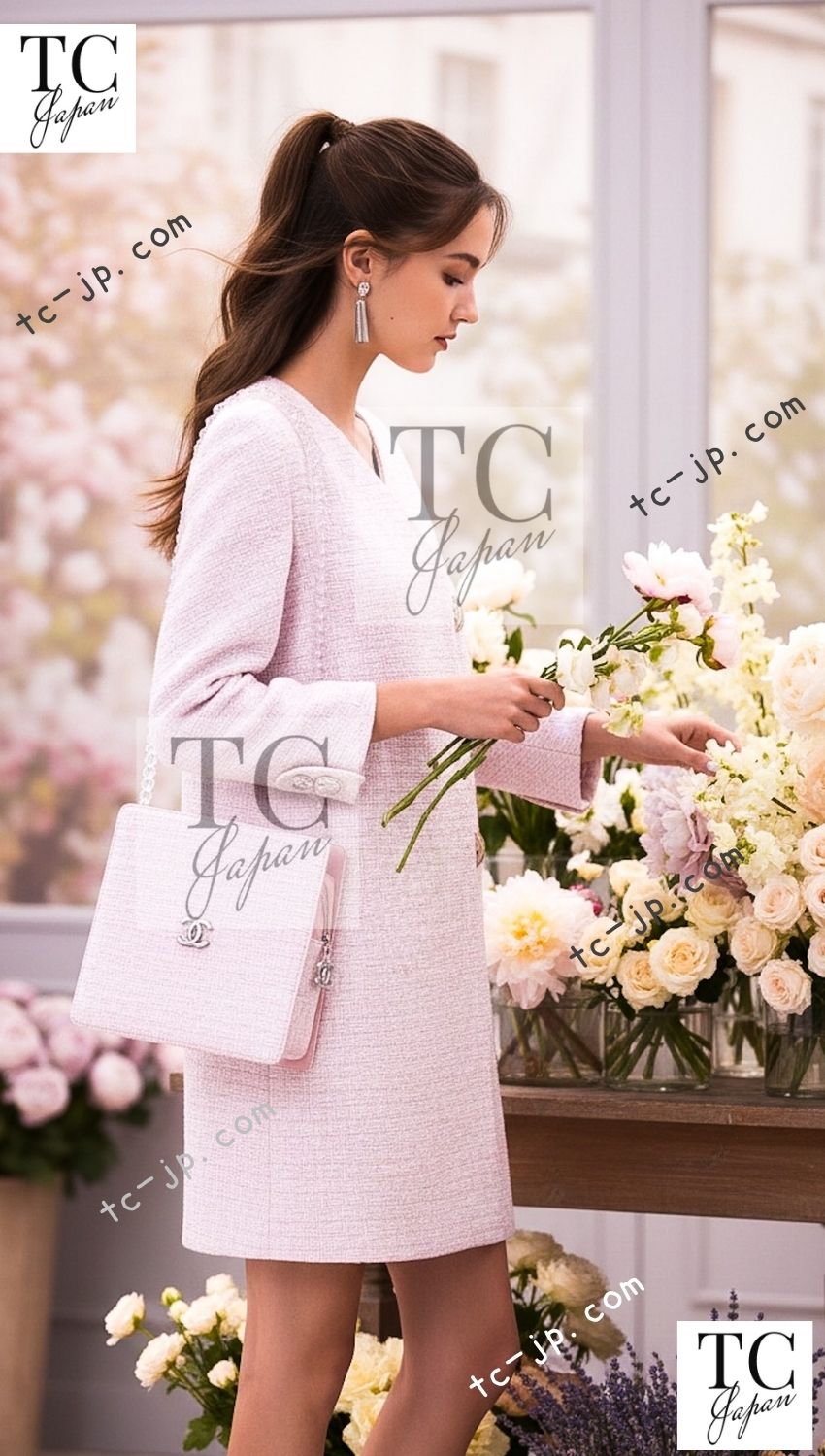 CHANEL 16S Blush Pink Collarless Tweed Jacket Coat 36 38 シャネル ピンク ノーカラー ツイード ジャケット コート 即発