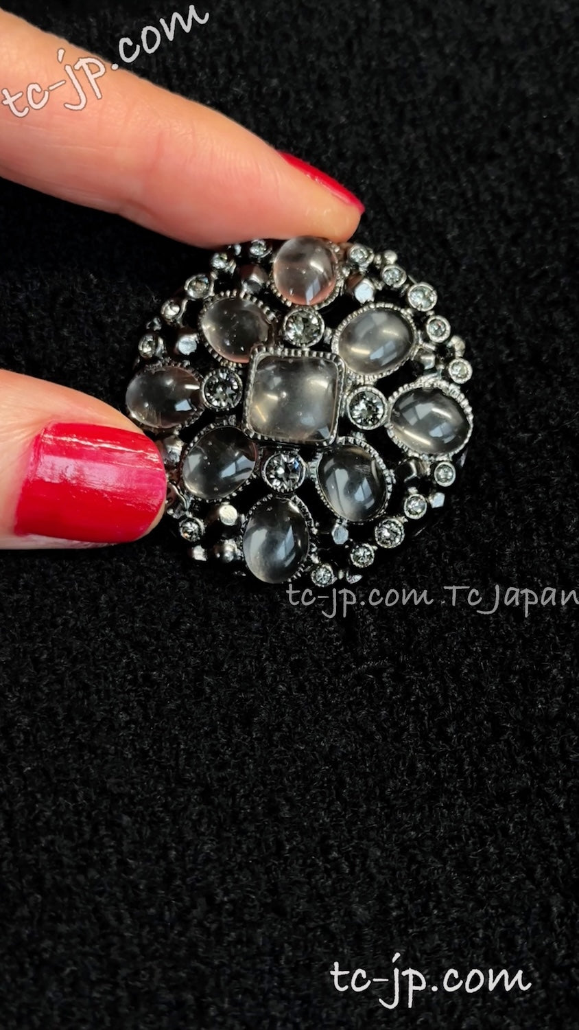 CHANEL 15B Black Gripoix Button Wool Tweed Coat 40 42 シャネル ブラック グリポワ 宝石 ボタン ウール ツイード コート 即発