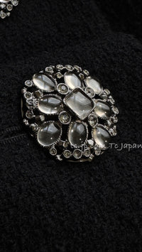 CHANEL 15B Black Gripoix Button Wool Tweed Coat 40 42 シャネル ブラック グリポワ 宝石 ボタン ウール ツイード コート 即発