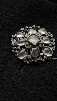 CHANEL 15B Black Gripoix Button Wool Tweed Coat 40 42 シャネル ブラック グリポワ 宝石 ボタン ウール ツイード コート 即発