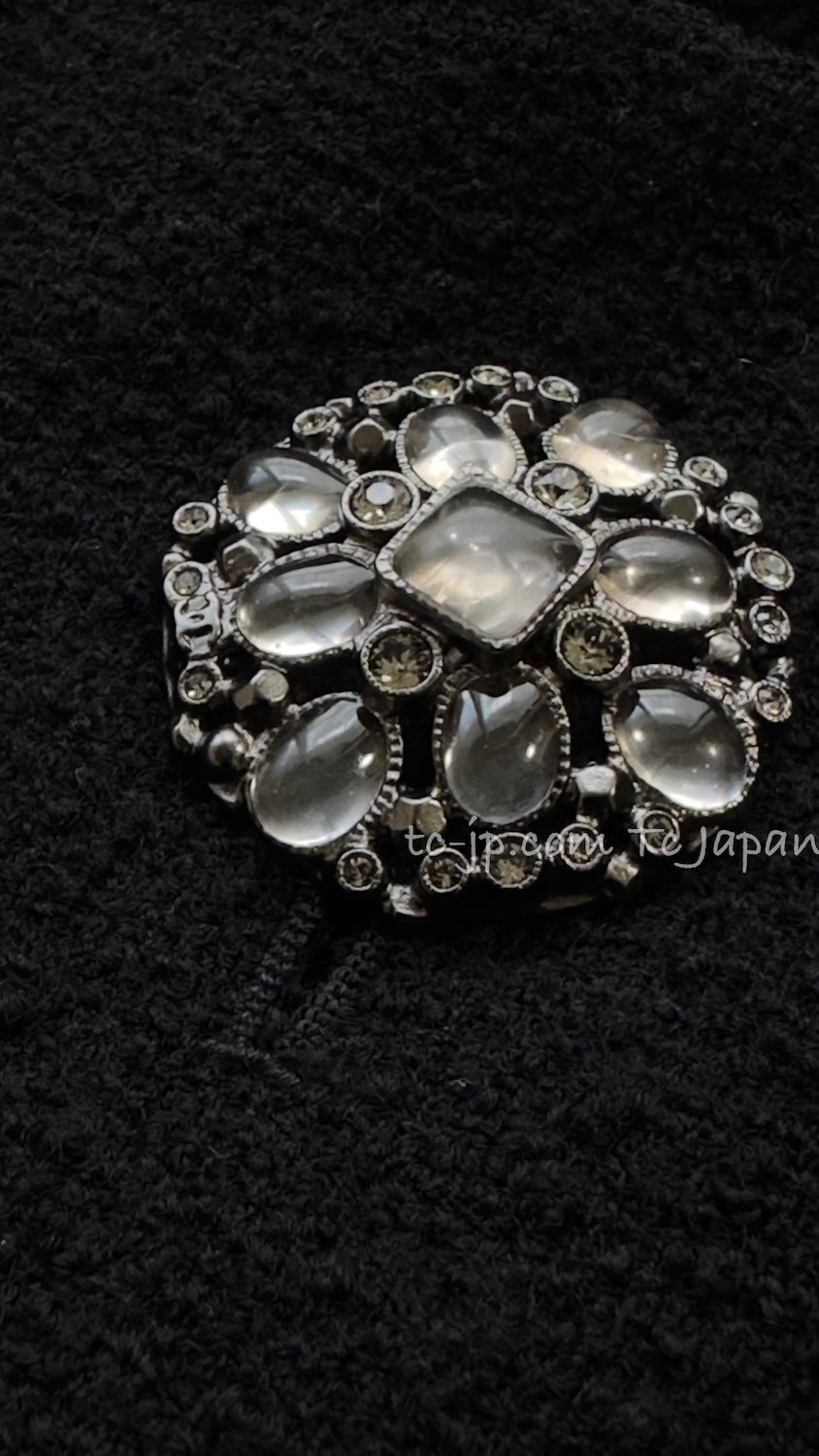 CHANEL 15B Black Gripoix Button Wool Tweed Coat 40 42 シャネル ブラック グリポワ 宝石 ボタン ウール ツイード コート 即発