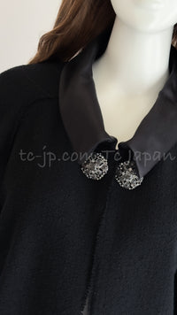 CHANEL 15B Black Gripoix Button Wool Tweed Coat 40 42 シャネル ブラック グリポワ 宝石 ボタン ウール ツイード コート 即発