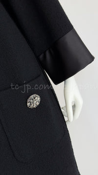 CHANEL 15B Black Gripoix Button Wool Tweed Coat 40 42 シャネル ブラック グリポワ 宝石 ボタン ウール ツイード コート 即発
