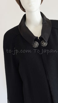 CHANEL 15B Black Gripoix Button Wool Tweed Coat 40 42 シャネル ブラック グリポワ 宝石 ボタン ウール ツイード コート 即発