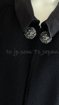 CHANEL 15B Black Gripoix Button Wool Tweed Coat 40 42 シャネル ブラック グリポワ 宝石 ボタン ウール ツイード コート 即発