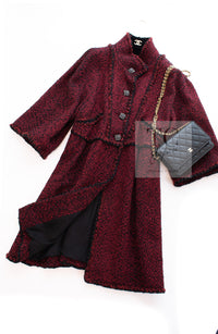 CHANEL 11A Red Black Gripox Button Wool Tweed Jacket Coat 38 シャネル レッド ブラック グリポワ 宝石 ボタン ジャケット コート 即発