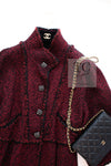 CHANEL 11A Red Black Gripox Button Wool Tweed Jacket Coat 38 シャネル レッド ブラック グリポワ 宝石 ボタン ジャケット コート 即発