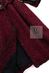 CHANEL 11A Red Black Gripox Button Wool Tweed Jacket Coat 38 シャネル レッド ブラック グリポワ 宝石 ボタン ジャケット コート 即発