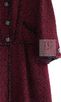 CHANEL 11A Red Black Gripox Button Wool Tweed Jacket Coat 38 シャネル レッド ブラック グリポワ 宝石 ボタン ジャケット コート 即発