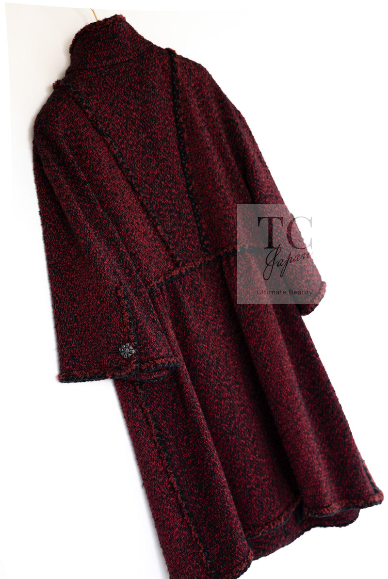 CHANEL 11A Red Black Gripox Button Wool Tweed Jacket Coat 38 シャネル レッド ブラック グリポワ 宝石 ボタン ジャケット コート 即発