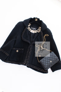 CHANEL 15PF Black Blade Trim Wool Coat Jacket 38 40 シャネル ブラック ブレイドトリム ウール コート ジャケット 即発