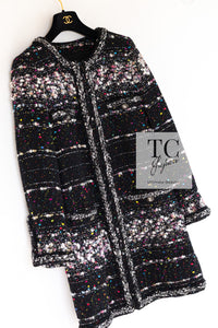 CHANEL 14A Black Multicolor Lesage Glitter Tweed Coat 38 シャネル ブラック マルチカラー ルサージュ ツイード コート 即発