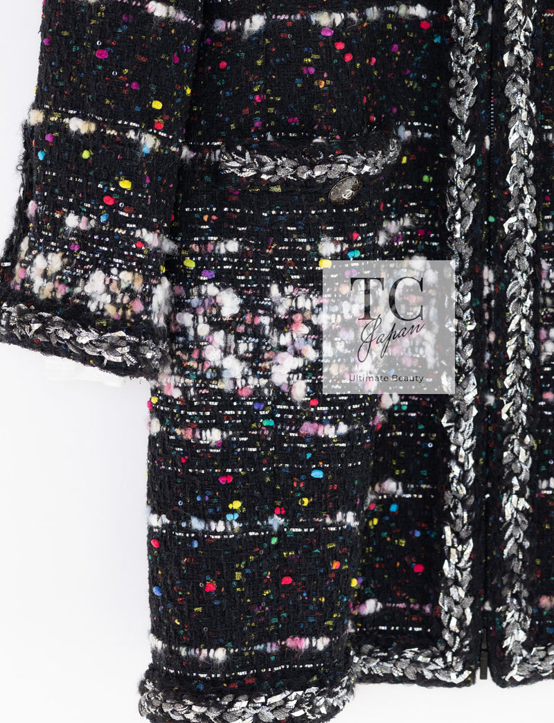 CHANEL 14A Black Multicolor Lesage Glitter Tweed Coat 38 シャネル ブラック マルチカラー ルサージュ ツイード コート 即発