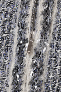 CHANEL 14A Gray SIlver Metallic Silk Cotton Tweed Long Coat 36 3