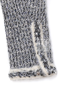 CHANEL 14A Gray SIlver Metallic Silk Cotton Tweed Long Coat 36 7