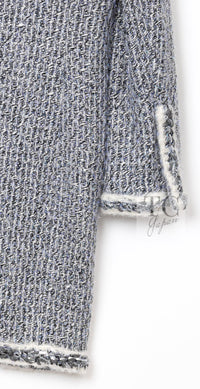 CHANEL 14A Gray SIlver Metallic Silk Cotton Tweed Long Coat 36 17