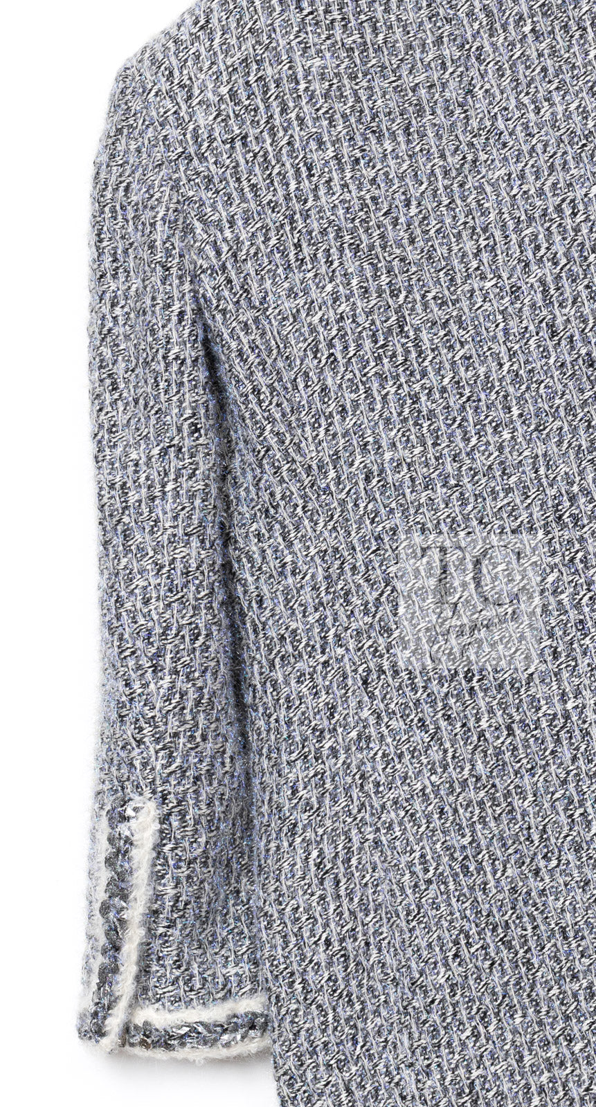 CHANEL 14A Gray SIlver Metallic Silk Cotton Tweed Long Coat 36 18