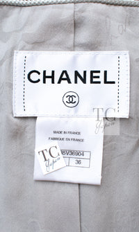 CHANEL 14A Gray SIlver Metallic Silk Cotton Tweed Long Coat 36 10