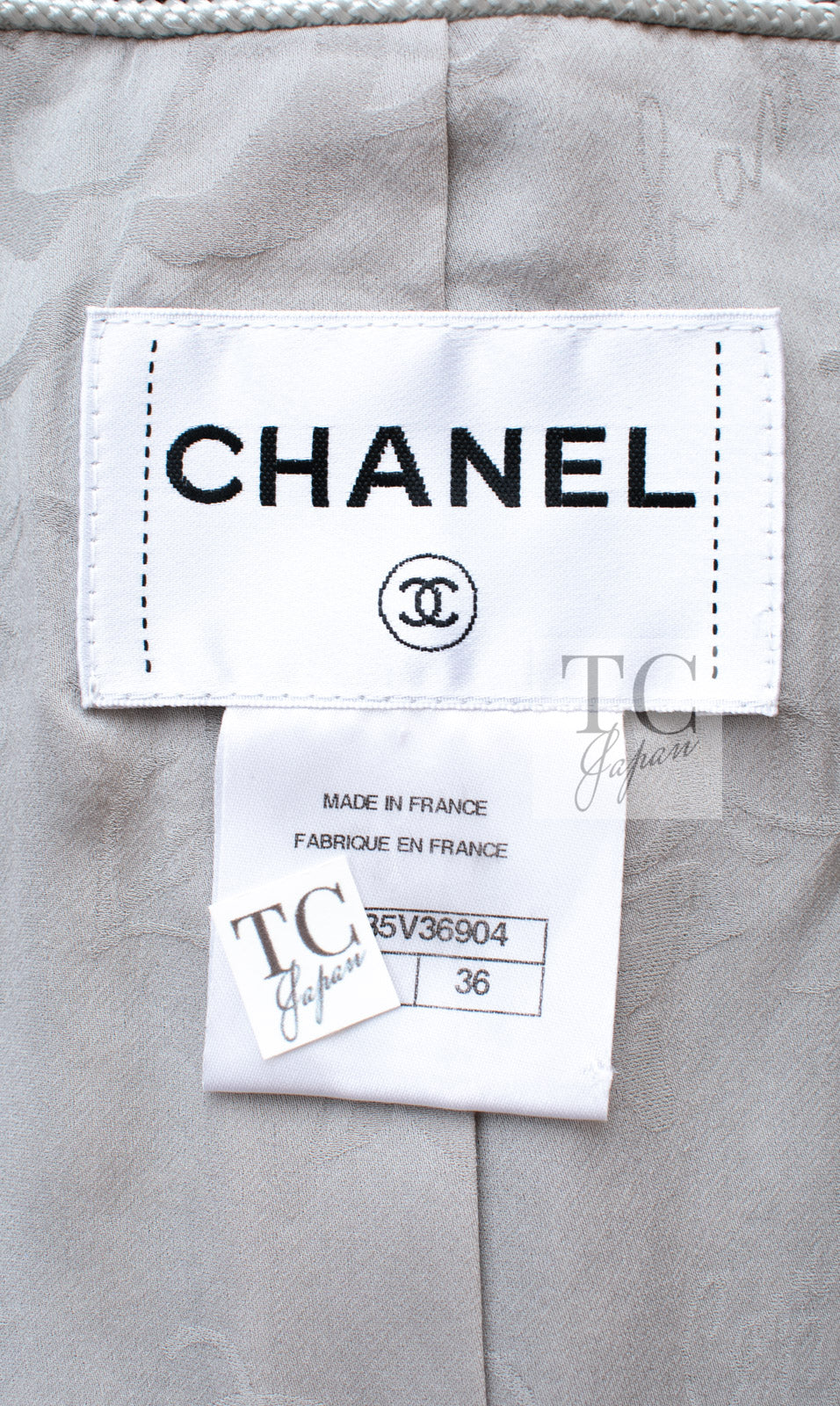CHANEL 14A Gray SIlver Metallic Silk Cotton Tweed Long Coat 36 10