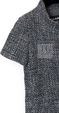 シャネル ジャケット コート CHANEL 15S グレー スタンドカラー スプリング 半袖 34